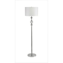 HomeRoots 63" Chrome and Crystal Orb Shaped Floor Lamp With White Drum Shade