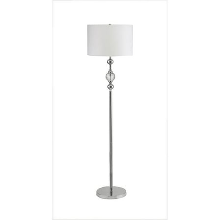 HomeRoots 63" Chrome and Crystal Orb Shaped Floor Lamp With White Drum Shade