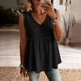thumbnail image 6 of Womens Summer Tops Trendy Loose Round Neck Lace Patch Oversized Tshirts for Women Black L, 6 of 8