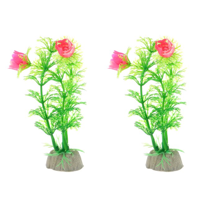 Unique Bargains 2 Pcs Aquarium Plants Decor Artificial Aquatic Plant Tree Green 4.72'
