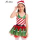 thumbnail image 2 of Girls Christmas Santa Claus Cosplay Costume Sleeveless Sequins Striped Leotard Tutu Dress with Belt and Hat for Xmas Theme Party8 Gong Bohan LED, 2 of 2