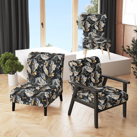 Designart "Marbled Pattern Infused With Tribal Essence II" Grey Marble Upholstered Accent Chair - Glam Arm Chair For Living Room