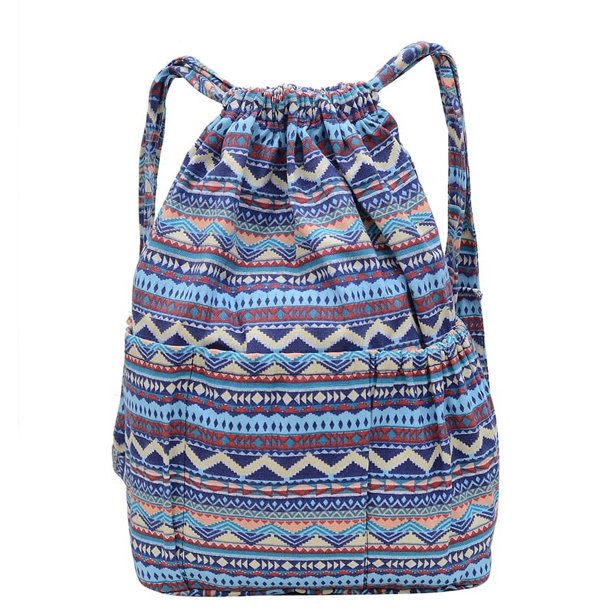 Mochila Floral Retro Mujer Lona Gran Capacidad Diaria Al Aire Libre