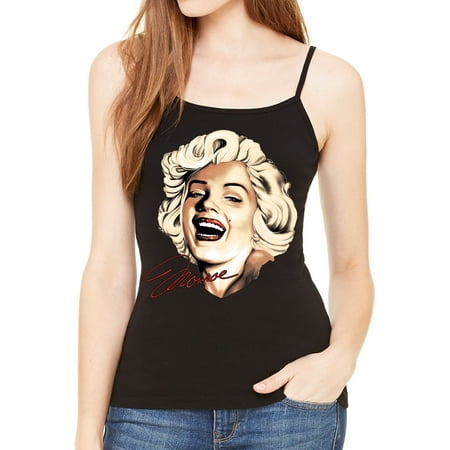 Junior's Marilyn Monroe Laughing Black Spaghetti Strap T-Shirt X-Large Black