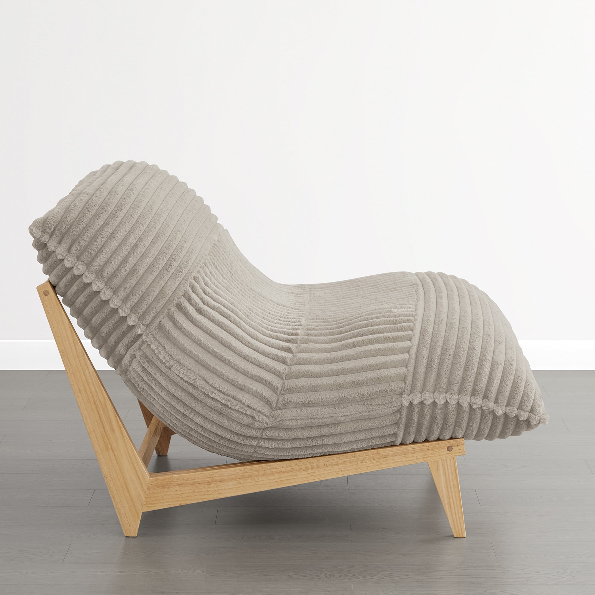 Spruce & Spring Oversized Cloud Accent Chair, Upholstered Lounge Chair with Deep Seat and Plush Cushions, Grey Faux Fur