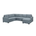 thumbnail image 4 of 114.2”U Shaped Sectional Sofa with Pull Out Full Bed and Storage Chaise Lounge,6 Seater Oversized Couch with Removable Cushion Back,Tufted Sofa & Couches for Living Room Furniture Set, Gray, 4 of 6
