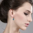 thumbnail image 3 of Gem Stone King 3.00 Ct Oval London Blue Topaz Brass Rose Gold Plated Brass Earrings, 3 of 4