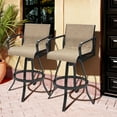 thumbnail image 3 of Pellebant Set of 2 Outdoor Swivel Bar Stools Patio Aluminum Bar Chairs in Brown, 3 of 8