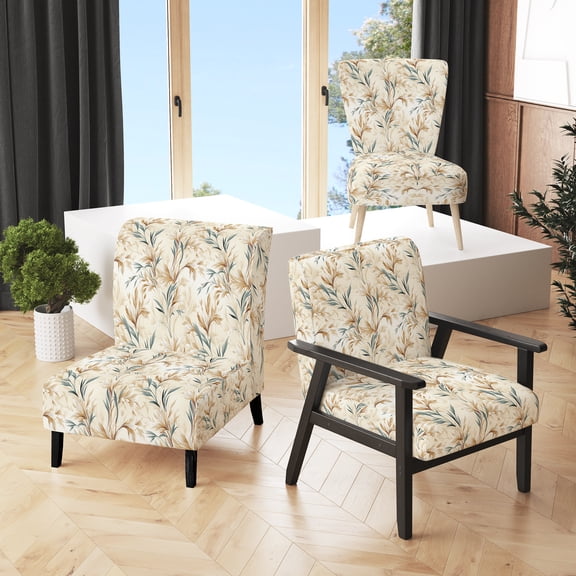 Designart "Dreamy Driftwood In The Tropics I" Green Tropical Upholstered Accent Chair - Tropical Arm Chair For Bedroom