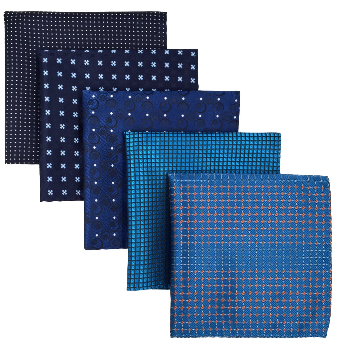 5 Pieces Assorted Mens Silk Pocket Square Handkerchiefs Set 20