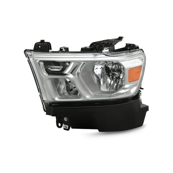 AKKON - Fits 2019-2020 RAM 1500 Pickup Truck [Halogen Type] Headlight w/ Chrome Bezel Headlamp Driver Left Side Replacement