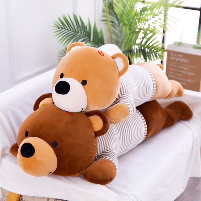 60-120cm New Creative Huge Teddy Bear Plush Doll Lying Cute/Soft/Long/Cartoon/Comfortable Stuffed Animal Girl Valentine Day gift zhangyuxiang LED