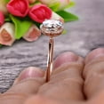 thumbnail image 4 of 1.25 Carat 6mm Round Cut Aquamarine Engagement Ring On 10k Rose Gold Halo Antique Design, 4 of 5
