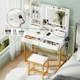 thumbnail image 6 of Tydimor Lighted Makeup Vanity Set, Women Dressing Table with Outlets, Vanity Desk with Drawers & Stool, 6 of 8