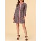 thumbnail image 5 of INSPIRE CHIC Camisa de vestido de flores vintage de manga larga con cuello contrastante y botones para mujer S Azul, 5 of 7