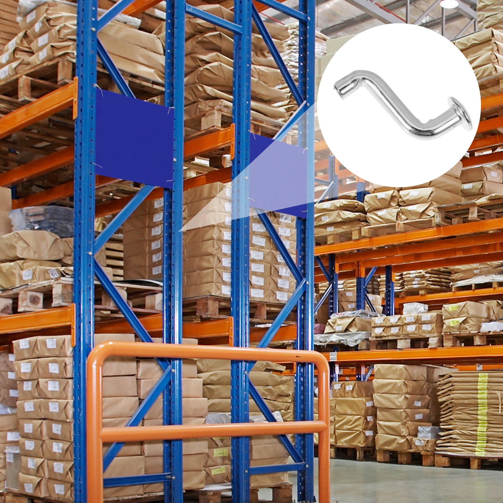 PBPBOX Durable Iron Pallet Rack Hooks Plated Silver Safety Locking for Warehouse Use 50Pcs