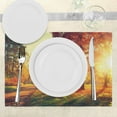 thumbnail image 3 of Ambesonne Fall Place Mats Set of 4, Misty Day in the Forest, Standard Size, Orange Yellow Green, 3 of 6