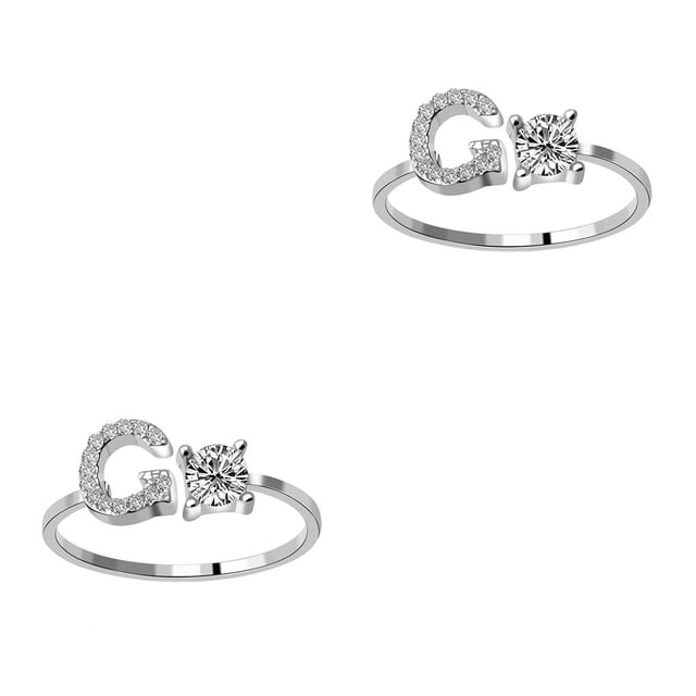 Qarigey Anillo abierto con letra mayúscula, anillos de compromiso con estilo reutilizables portátiles, compras, maquillaje decorativo, joyería, Letra G 2piezas Qarigey CBP104047