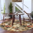 thumbnail image 3 of Retro Orange Spring Floral Round Area Rug 7Ft Washable Circle Rugs for Dorm Laundry Room, Vintage Botanical Peony Farmhouse Non-Slip Carpet Floor Mats Indoor Outdoor Carpet Runner Home Decor, 3 of 8