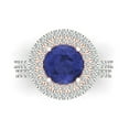 thumbnail image 2 of 2.68 ct Brilliant Round Cut Tanzanite 14k White/Rose Gold Halo Solitaire with Accents Engagement Bridal Wedding Ring Band Set size 10.75, 2 of 7