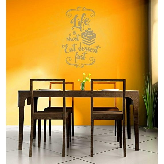 Life Is Short Eat Dessert Kitchen Vinyl Decals Wall Quote Stickers, 36x23-Inch, Tumbleweed