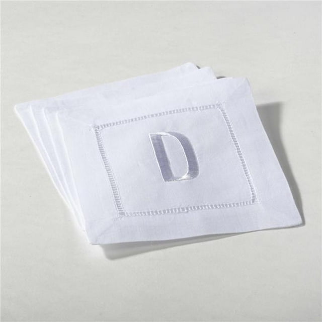 SARO 023D.W6S Lettre Monogrammée D Coaster Blanc - Lot de 4