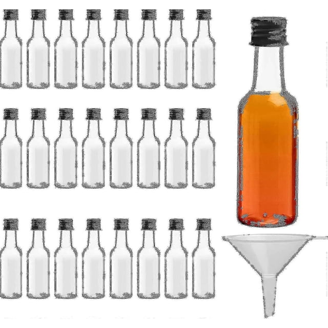 Mini Bottles (24 Pack) - Reusable 50ml Empty Bottles With Screw Caps And Funnel