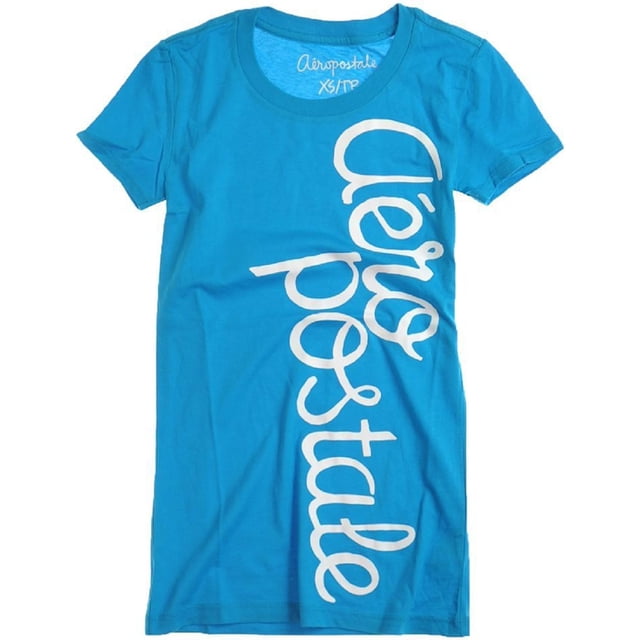 Camiseta gráfica con cuello redondo Aeropostale para mujer, azul, extra pequeña Aeropostale Camiseta gráfica