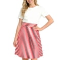 thumbnail image 6 of LWavelet Women's Striped Flared Midi Skirt, High Waist, Retro 4th of July & Vacation A-Line Skirt Red M, 6 of 6