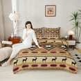 thumbnail image 4 of jejeloiu Aztec Rhombus Triangle Full Size Comforter Sets,Bohemian Exotic Style Bedding Comforter Set,Brown Retro Geometric Bedding Sets For Men Women,Microfiber Bedroom Decor Reversible,3pcs, 4 of 8