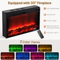 thumbnail image 5 of PAPROOS Fireplace TV Stand for 70 Inch TV, 64'' Wide Wood TV Cabinet with 30'' Electric Fireplace, Modern Fluted Entertainment Center TV Console Table for Living Room, Black, 5 of 8