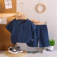 thumbnail image 2 of XQYLOS Kids Boys 2 Piece Summer Outfits Soft Comfy Short Sleeve T-shirt Tops Shorts Set Casual Loose Vacation Beach Clothes Set Boys Vacation Outfits, 2 of 8