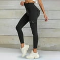 thumbnail image 2 of Women High Waist Cargo Leggings Seamless Workout Leggings Tummy Control Yoga Pants with Pocket Gyujnb,Size:M, 2 of 5
