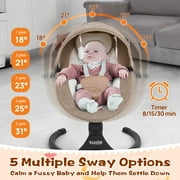 Baby Swing,Bluetooth Baby Swing for Infants Portable Baby Swing for Newborn, Electric Baby Swings with 5 Gears & Time Set & Music&Remote Control, Infant Swing for Babies 0-6 Months, Unisex,Khaki