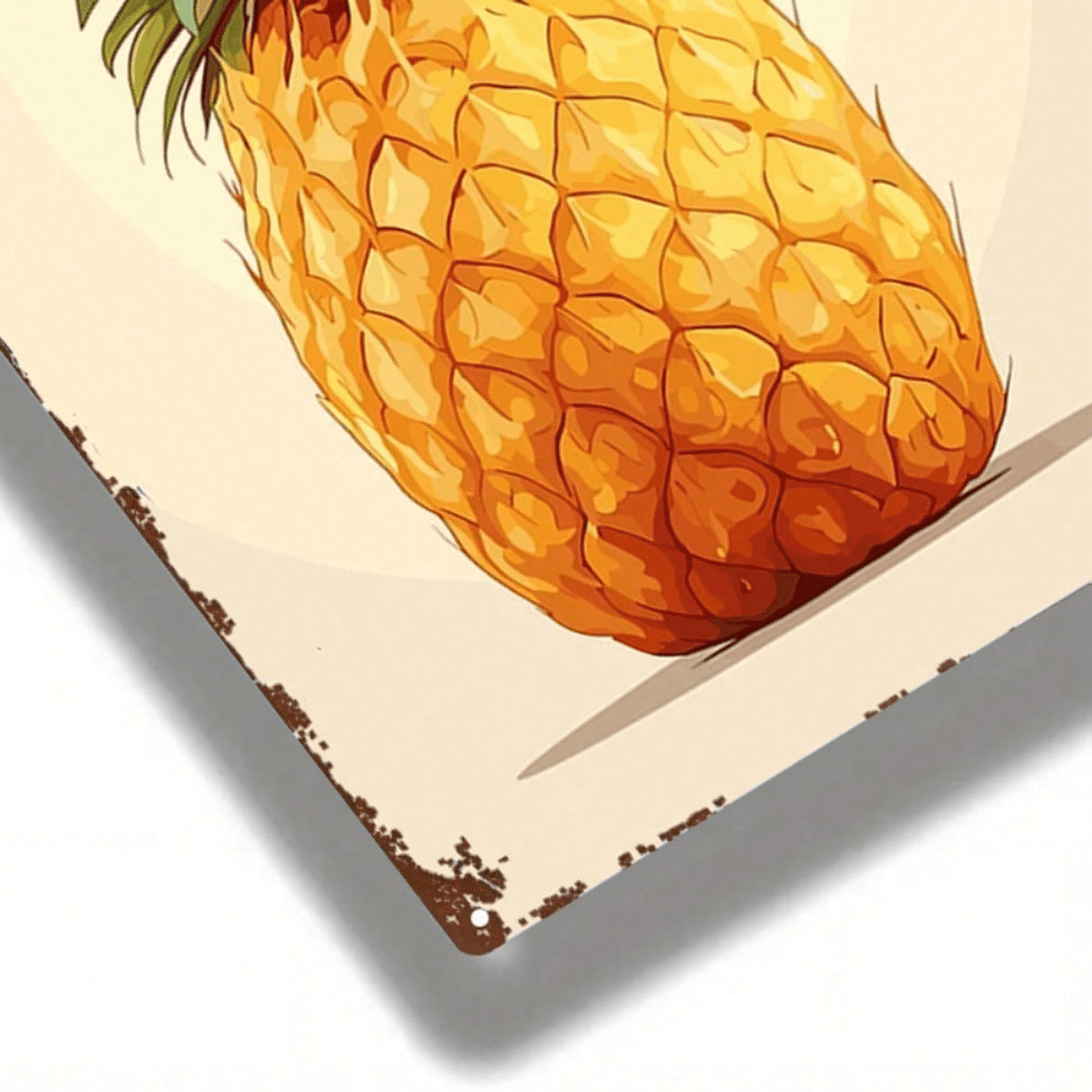 Stylized Pineapple Metal Sign 8x12 Inch Rustic Iron" Wall Art, Vintage 2D Flat Home Bar Decor, Flat Home Bar Decor, Waterproof & Rustproof