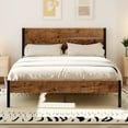 thumbnail image 3 of VECELO Full Size Metal Bed Frame with Wooden Headboard and Footboard, Brown, 3 of 12
