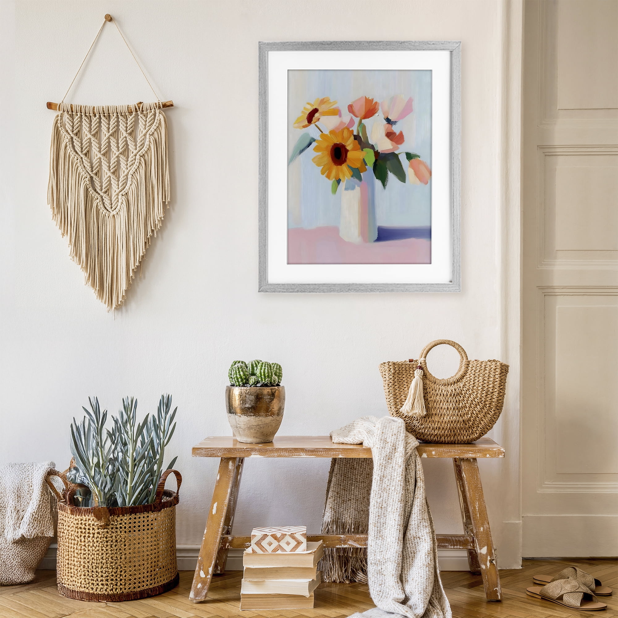 Stupell Industries Sleek Vase Bouquet Gray Framed Print Under Glass, design by The Prints Vibe