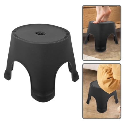OUNONA Non Slip Black Plastic Step Stool for Toddlers Home Foot Stool for Bathroom and Living Room