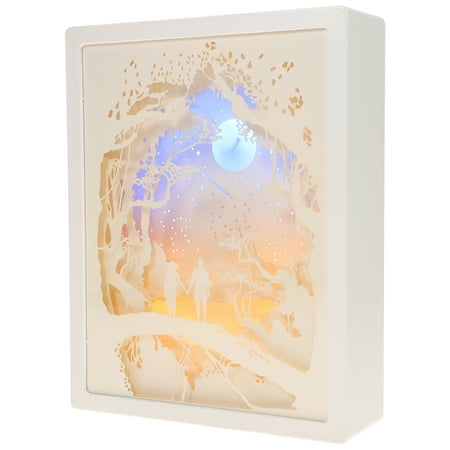 

OUNONA 1pc 3D Paper Carving light Box Paper Sculpture Shadow Lamp Night Light (White)