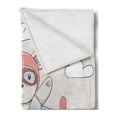 thumbnail image 2 of Adventure Cartoon Soft Flannel Fleece Throw Blanket, Bear Flying in the Sky Among the Clouds on Biplane, Cozy Plush for Indoor and Outdoor Use, 50" x 70", Pale Mauve Seafoam, by Ambesonne, 2 of 5