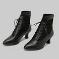 thumbnail image 4 of Mepaouo Womens Vintage Kitten Heel Ankle Boots Renaissance Lace Up Pointed Toe Wingtip Witch Booties, 4 of 6