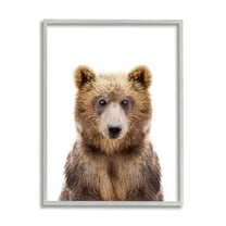 Stupell Industries Brown Bear Portrait Animals & Insects Painting Gray Framed Art Print Wall Art, 16 x 20