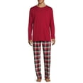 thumbnail image 2 of Hanes Men's and Big Men's Comfortsoft Long Sleeve Crew and Cotton Flannel Pajama Pants Set, 2-Piece, 2 of 6