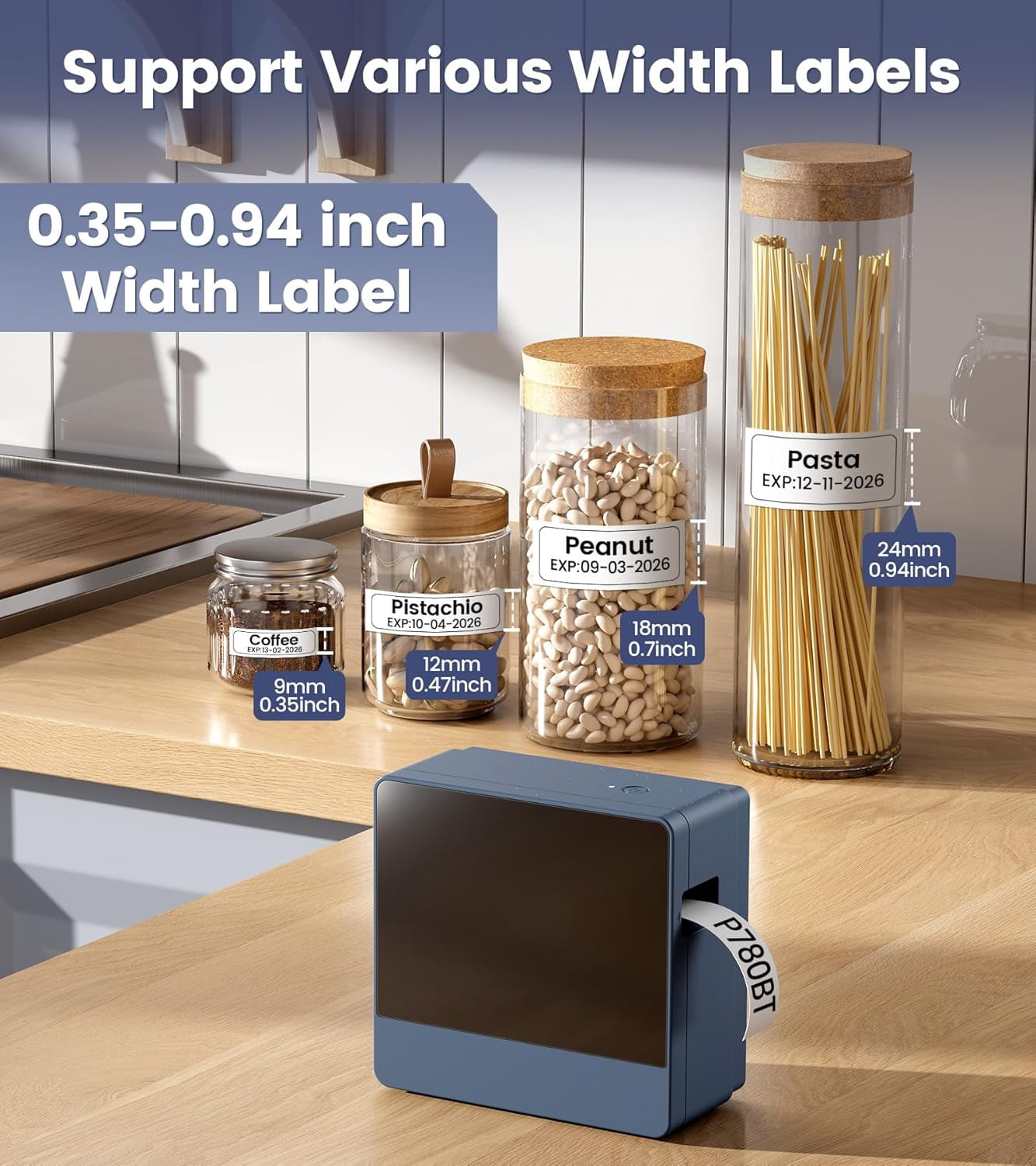 1 Inch Label Maker, Bluetooth Label Maker Machine with-Tape, Portable Wireless Label Printer Rechargeable for Home Office Small Business Crafting, Prints Up to 24mm (1”) Wide-Labels