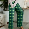 thumbnail image 2 of WTOBBY Women's Fashion Plaid Print Elastic Waist Drawstring Loose Fit Pajama Bottoms with Straight Leg Design for Comfortable Sleeping and Home Activities,Army Green L, 2 of 4