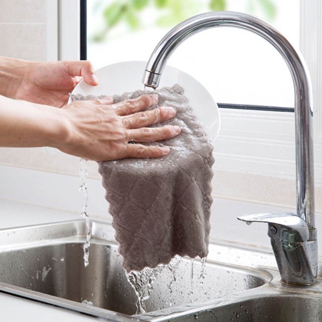 2/5/10/20 Pcs Random Color Coral Fleece Absorbent Hand Towel Clean Cloth Sink Wipe Non Stick Oil Cleaning Rags