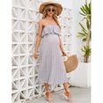 thumbnail image 2 of Womens Maternity Spaghetti Strap Maxi Dress Ruffle Backless Floral Boho Pleated Beach Dress, 2 of 5