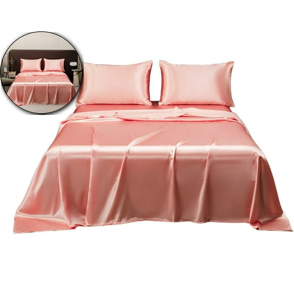 Dvruxg Satin Sheets Queen Size Bed Set, Soft Silky Sheets for Hair and Skin, Similar to Silk Bed Sheets Set 3 Pieces with 1 Sheet, 2 Pillowcases