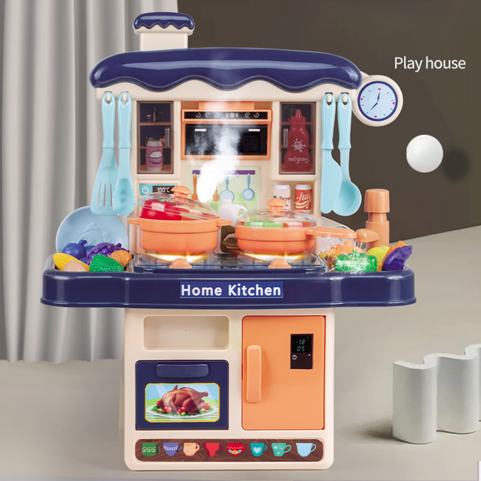 12pcs/set Kids Play House Household Appliances Toys Girls Simulation Mini  Kitchen Items Light-up and Sound Toy Kit for Baby Gift