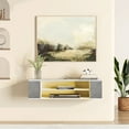 thumbnail image 2 of Yellow Light Floating TV Stand Wall Mounted, Modern Floating Media Storage Shelves TV for Wall, 39.3 inch, White&Grey, 2 of 6